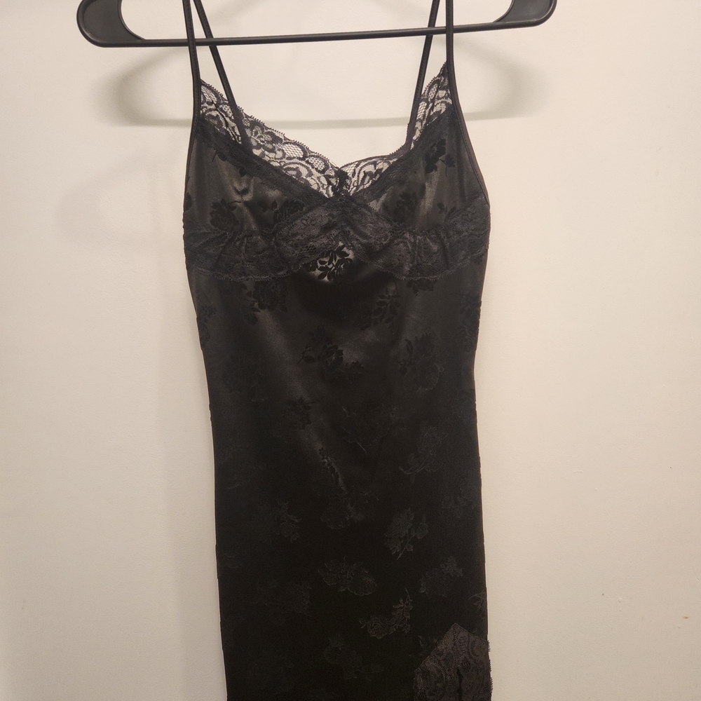 Motel Rocks Black Floral Lace Slip Dress